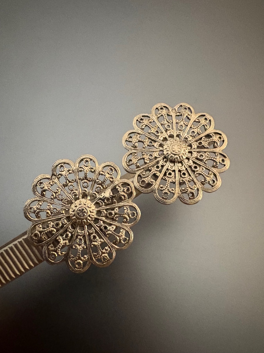 Vintage Pair Of 800/1000 Silver Ear Clips-photo-4