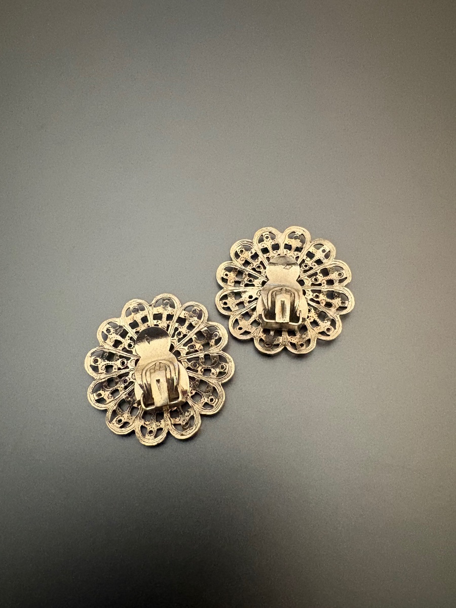 Vintage Pair Of 800/1000 Silver Ear Clips-photo-3