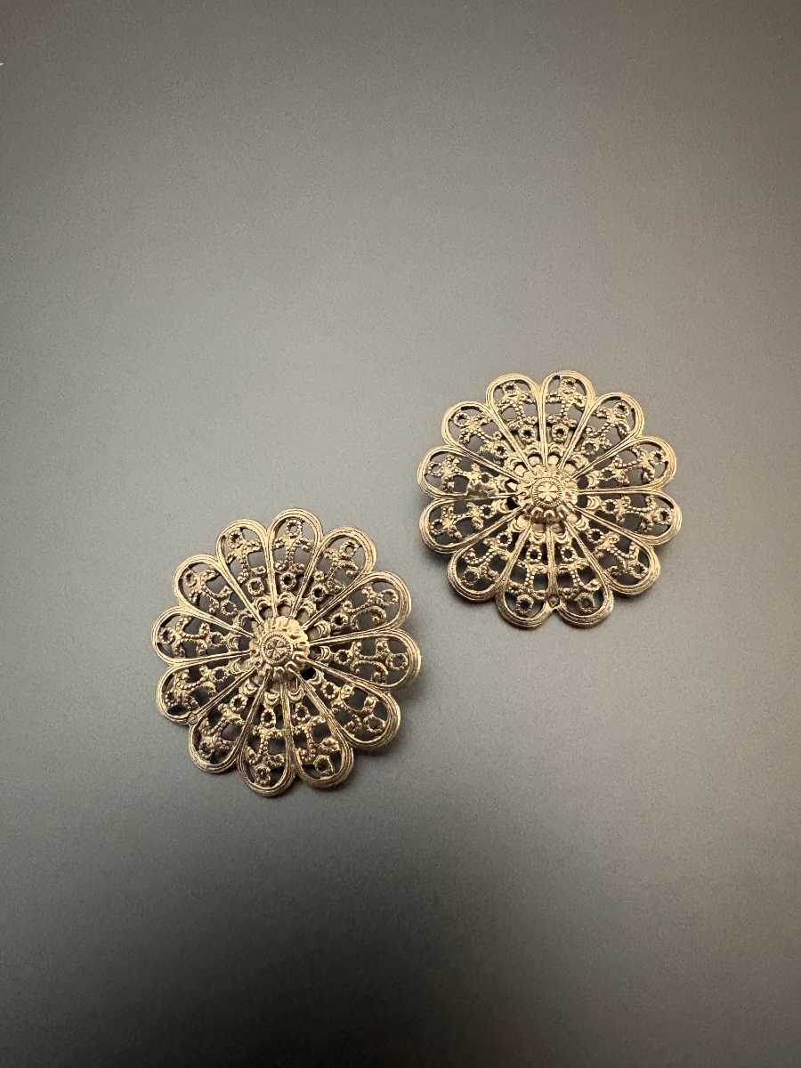 Vintage Pair Of 800/1000 Silver Ear Clips