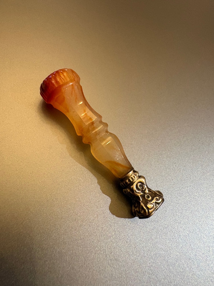 19th Century: Agate And Silver Sealing Stamp-photo-1