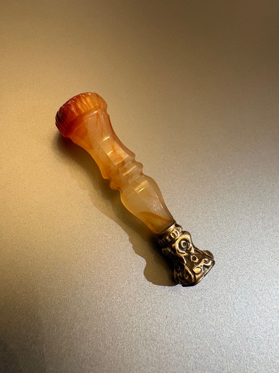 19th Century: Agate And Silver Sealing Stamp-photo-2