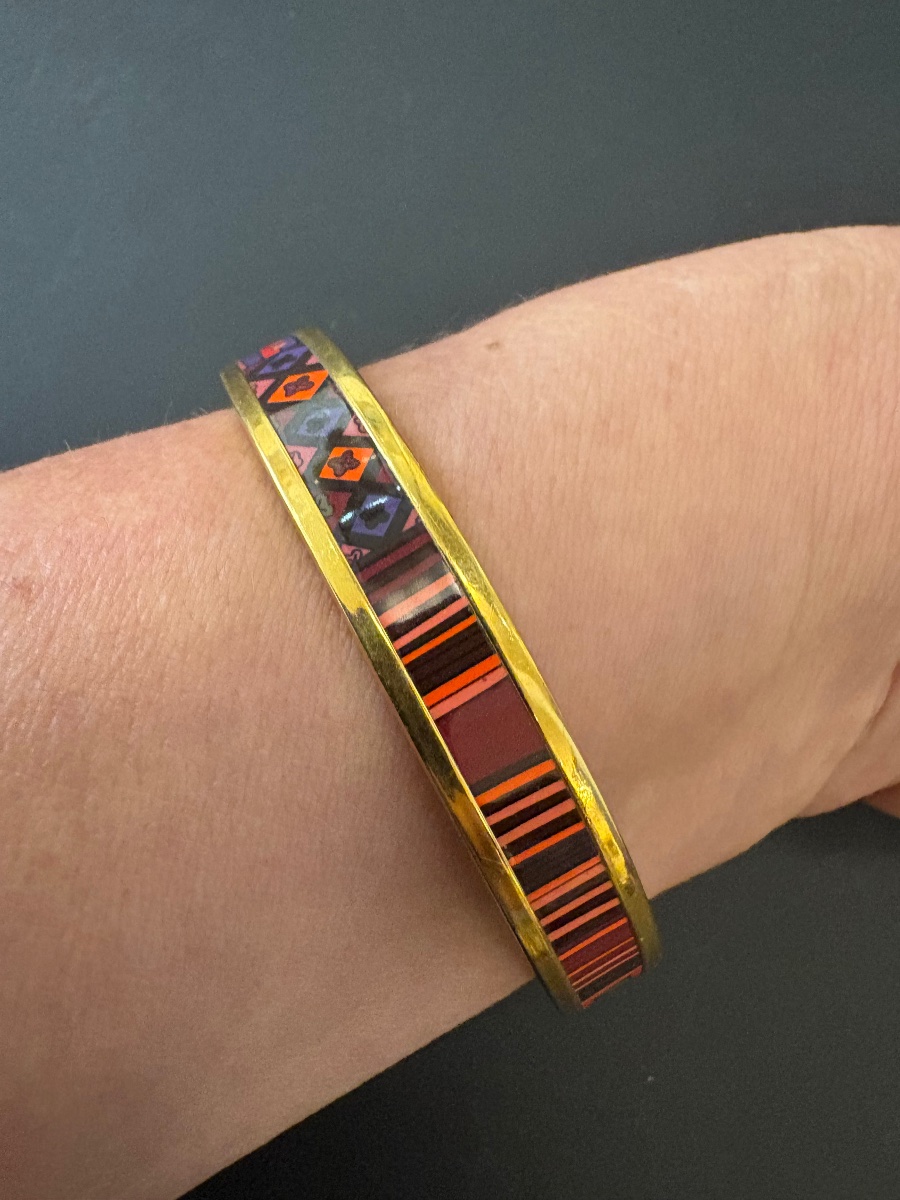 HERMES PARIS: Bracelet en métal doré Emaille.-photo-2