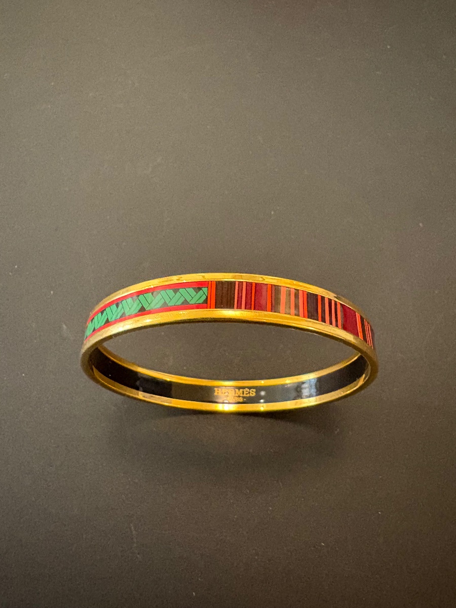 HERMES PARIS: Bracelet en métal doré Emaille.-photo-4
