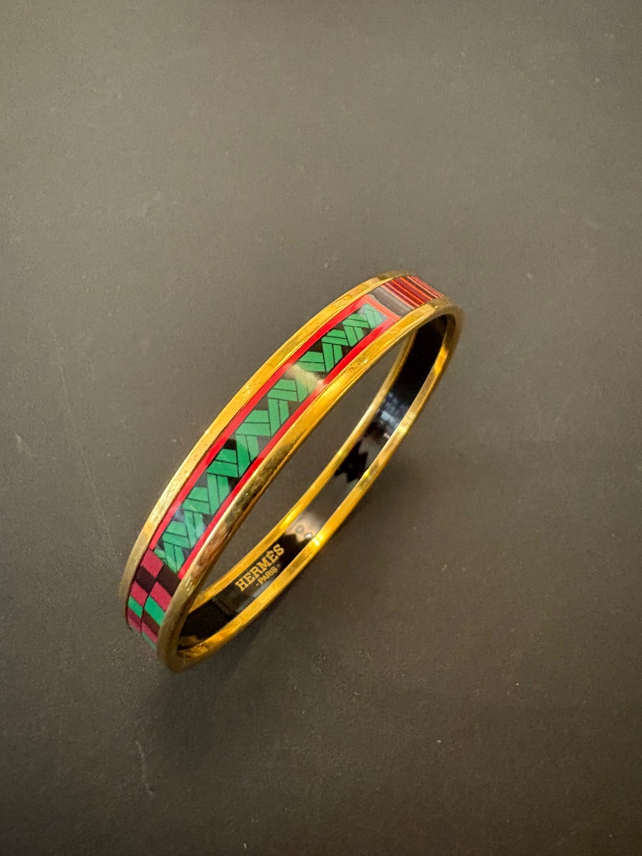 HERMES PARIS: Bracelet en métal doré Emaille.-photo-4