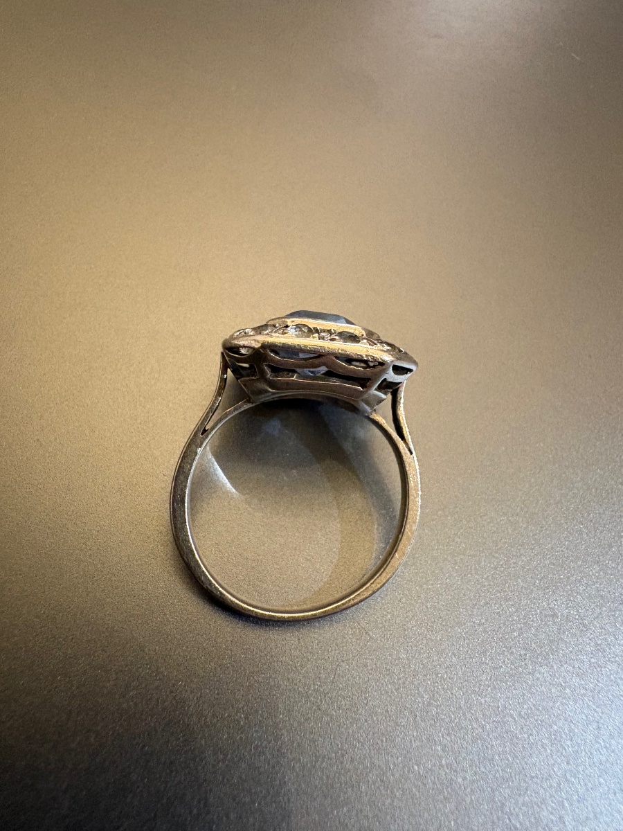 Art Deco: Ring Made Of 800/1000 Silver With Gemstones.-photo-1