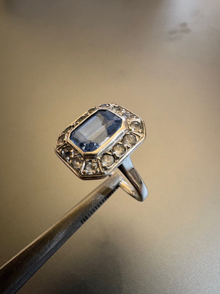 Art Deco: Ring Made Of 800/1000 Silver With Gemstones.-photo-3
