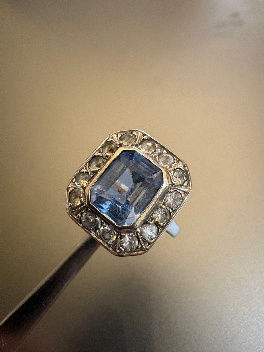 Art Deco: Ring Made Of 800/1000 Silver With Gemstones.-photo-4