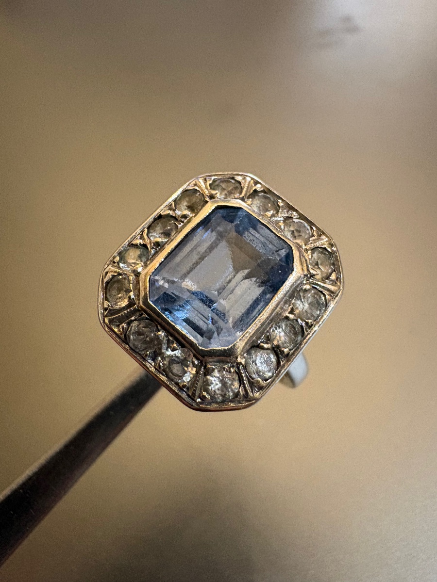 Art Deco: Ring Made Of 800/1000 Silver With Gemstones.-photo-5