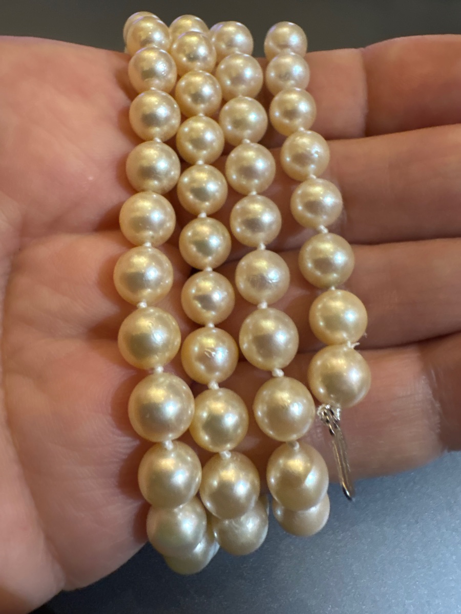 Akoya Cultured Pearl Necklace. 925/1000 Silver Clasp-photo-1