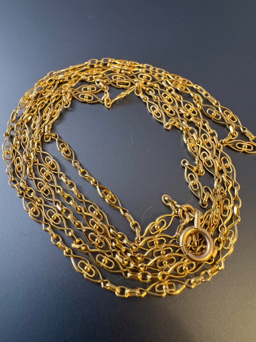 Antique Gold-plated Watch Chain.-photo-1