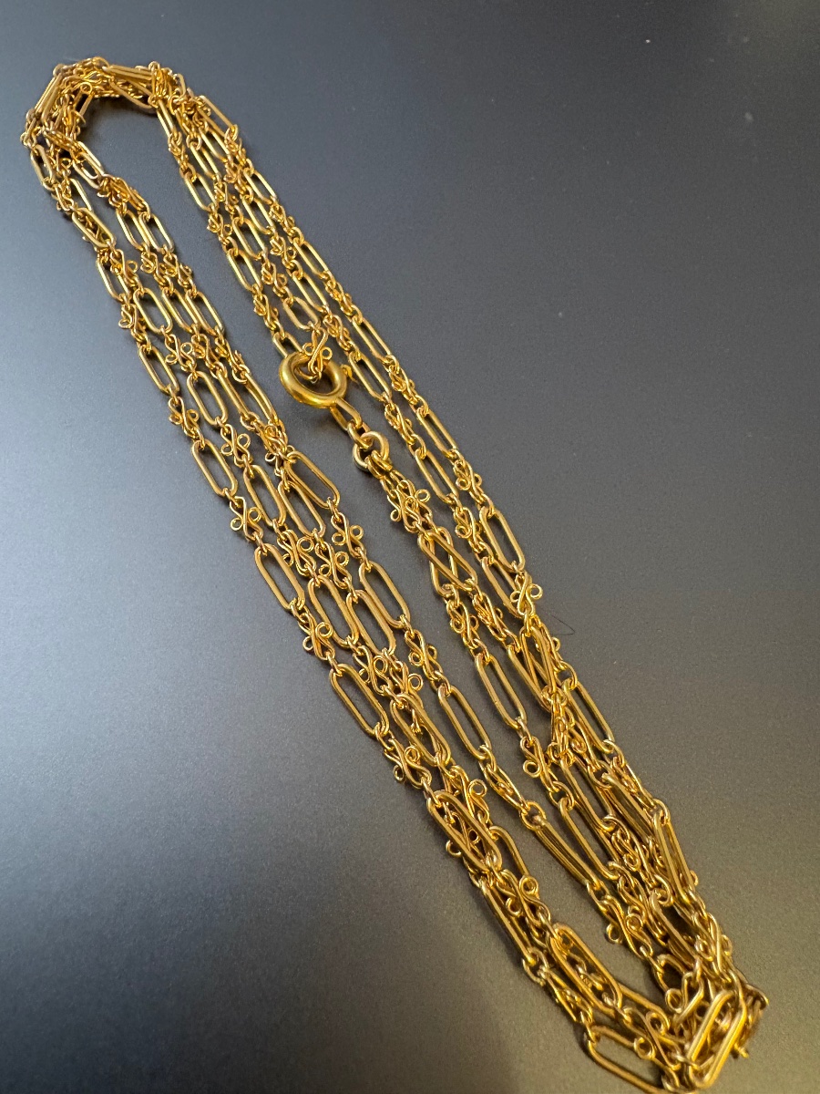 Antique Gold-plated Watch Chain.-photo-4