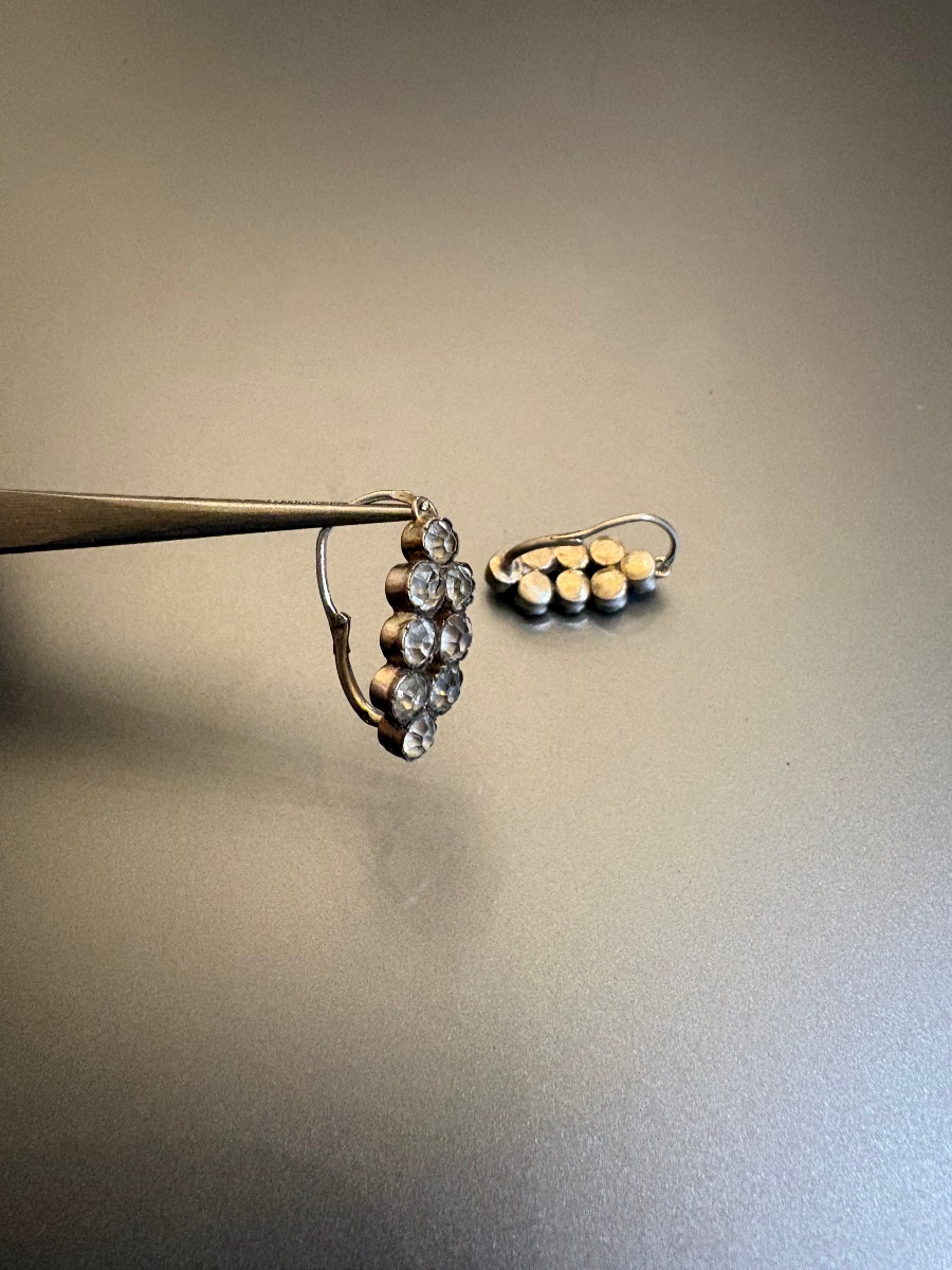 19th Century: Pair Of 800/1000 Silver Earrings (wild Boar).-photo-1