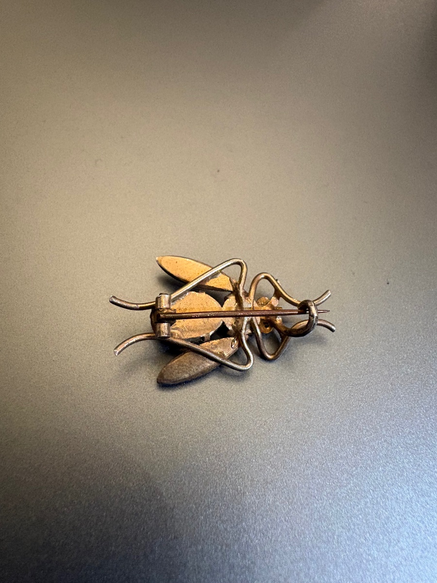 19th Century: Beoche Silver Bee (800/1000), Tiger's Eye Quartz, Pearls, And Red Stones-photo-3