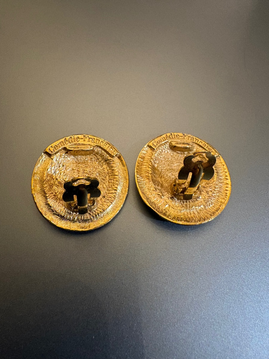 Comédie Française: Pair Of Gold-tone Metal Earrings.-photo-1