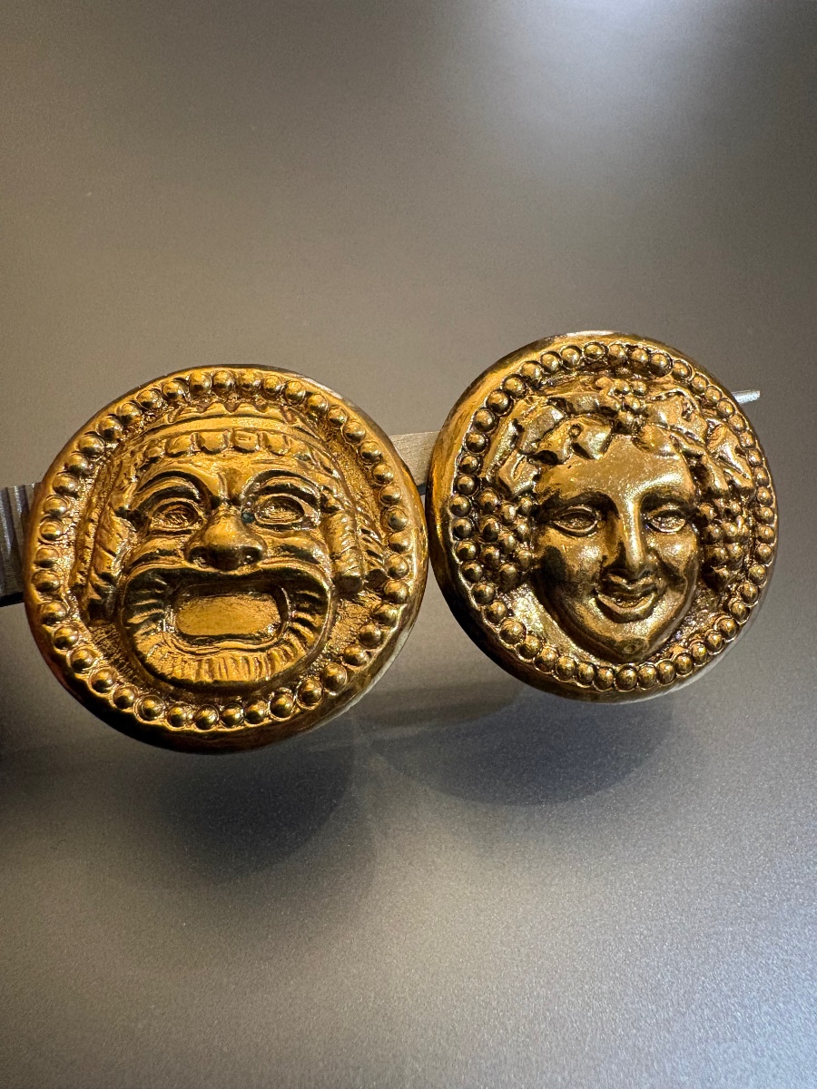 Comédie Française: Pair Of Gold-tone Metal Earrings.