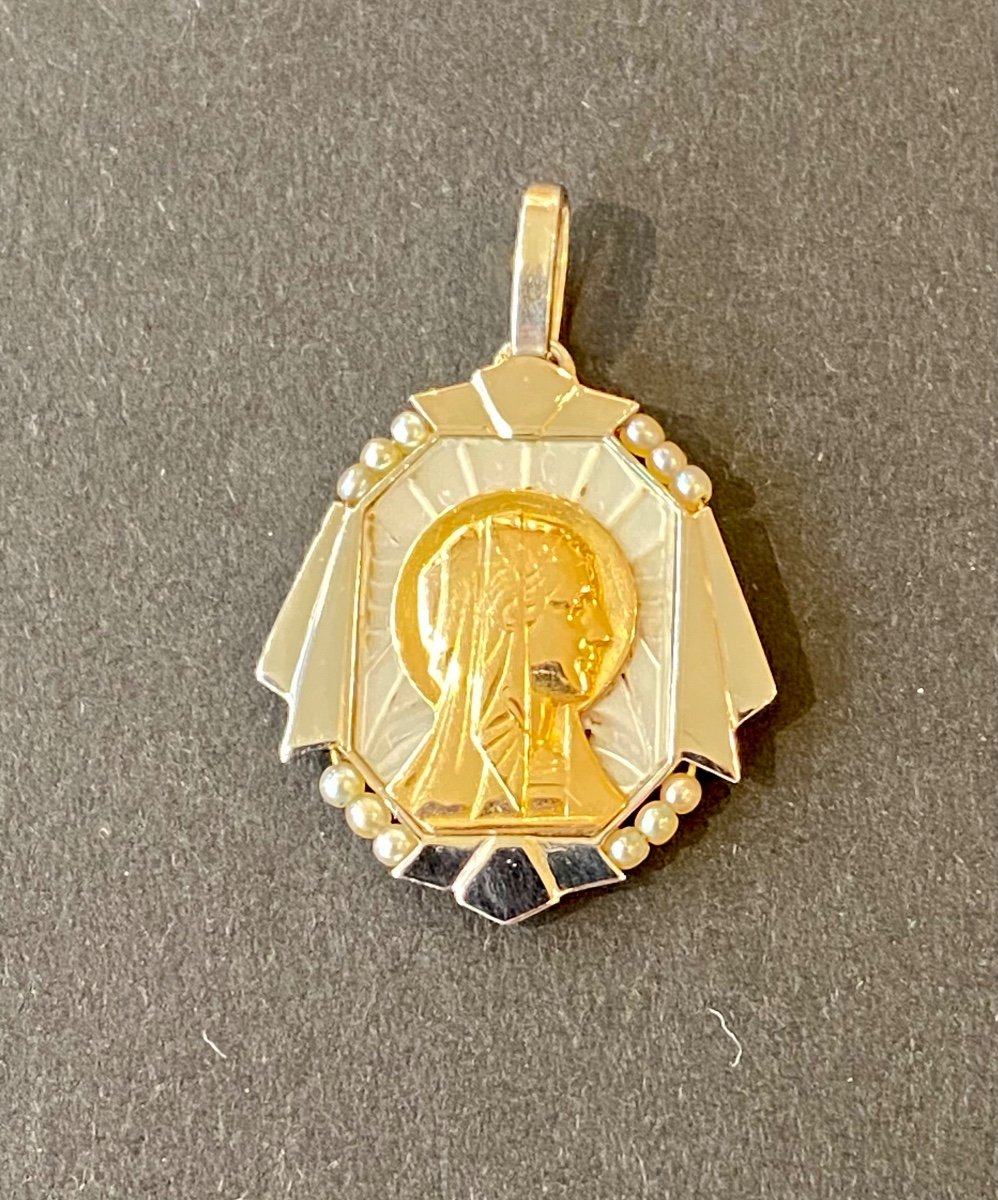 Ancienne Médaille Religieuse Art Deco Or