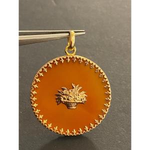 Gold And Carnelian Pendant