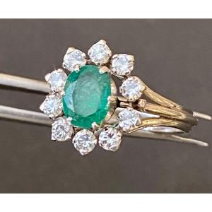 Daisy Ring Gold, Platinum, Emerald And Diamonds