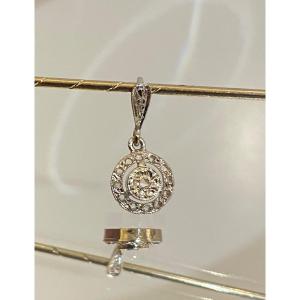 Old Art Deco Style Pendant In Gold And Rose Cut Diamonds