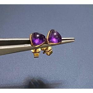 Pair Of Gold And Amethyst Earrings