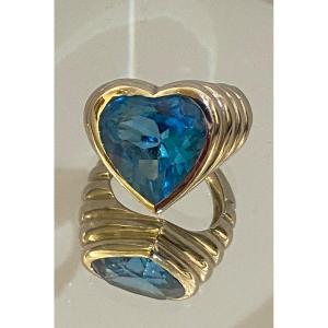 Heart Ring In Gold And Topaz 