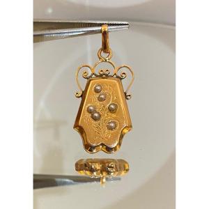 Ancien Pendentif En Or Et Perles 