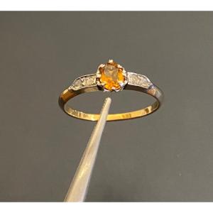 Old Gold, Citrine And Diamond Roses Ring