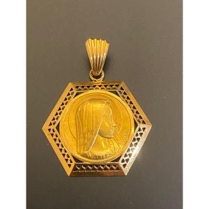 Ancienne Médaille El Or Jaune 750/1000 Eme 