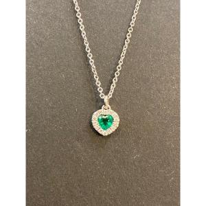 Gold, Emerald And Diamond Chain And Pendant