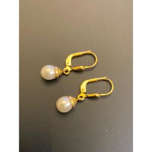 Pair Of Sleepers In Gold And Cultured Pearls