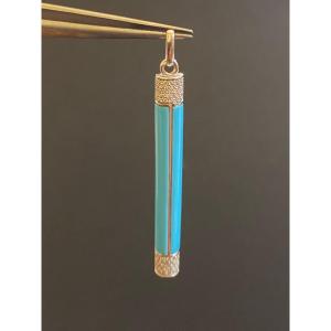 Victoria Casal: White Gold, Turquoise And Diamond Pendant