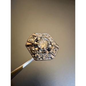 Art Deco: Ring In White Gold 750/1000th And Diamonds