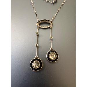 "belle époque" Style Necklace In 800/1000 Silver With Gemstones.