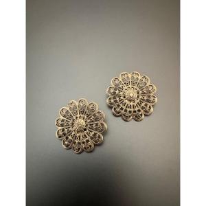 Vintage Pair Of 800/1000 Silver Ear Clips