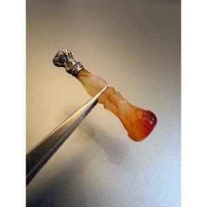 XIX SIÈCLE: Sceau à cacheter en agate et argent