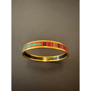 Hermes Paris: Gold-tone Metal Bracelet With Enamel.
