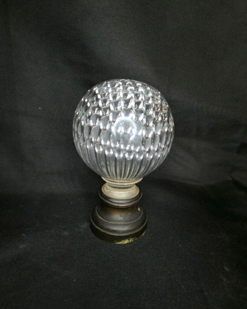 Honeycomb Glass Stair Ball – Early 20th Century