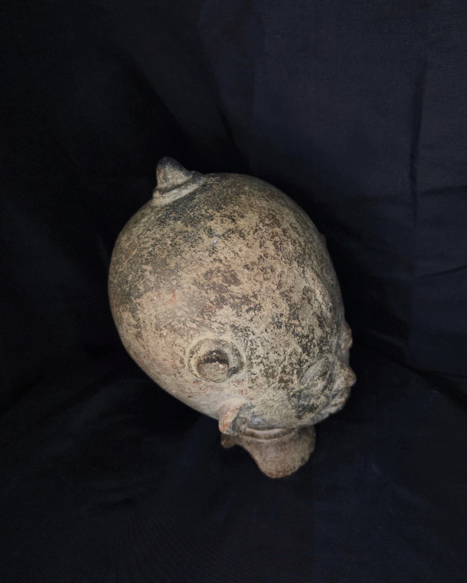 Sculpture de tête anthropomorphe - Art tribal ancien - Début XXe siècle-photo-2