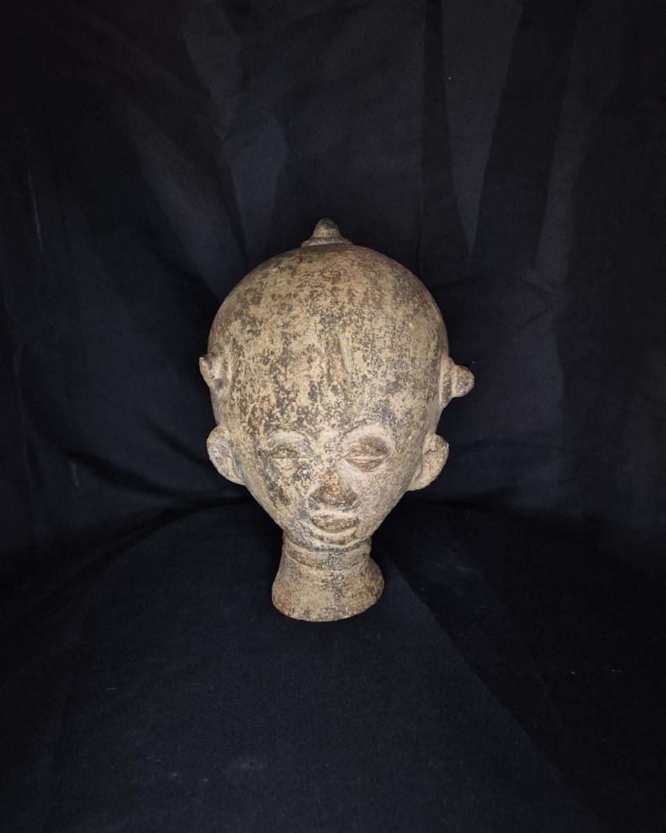 Sculpture de tête anthropomorphe - Art tribal ancien - Début XXe siècle