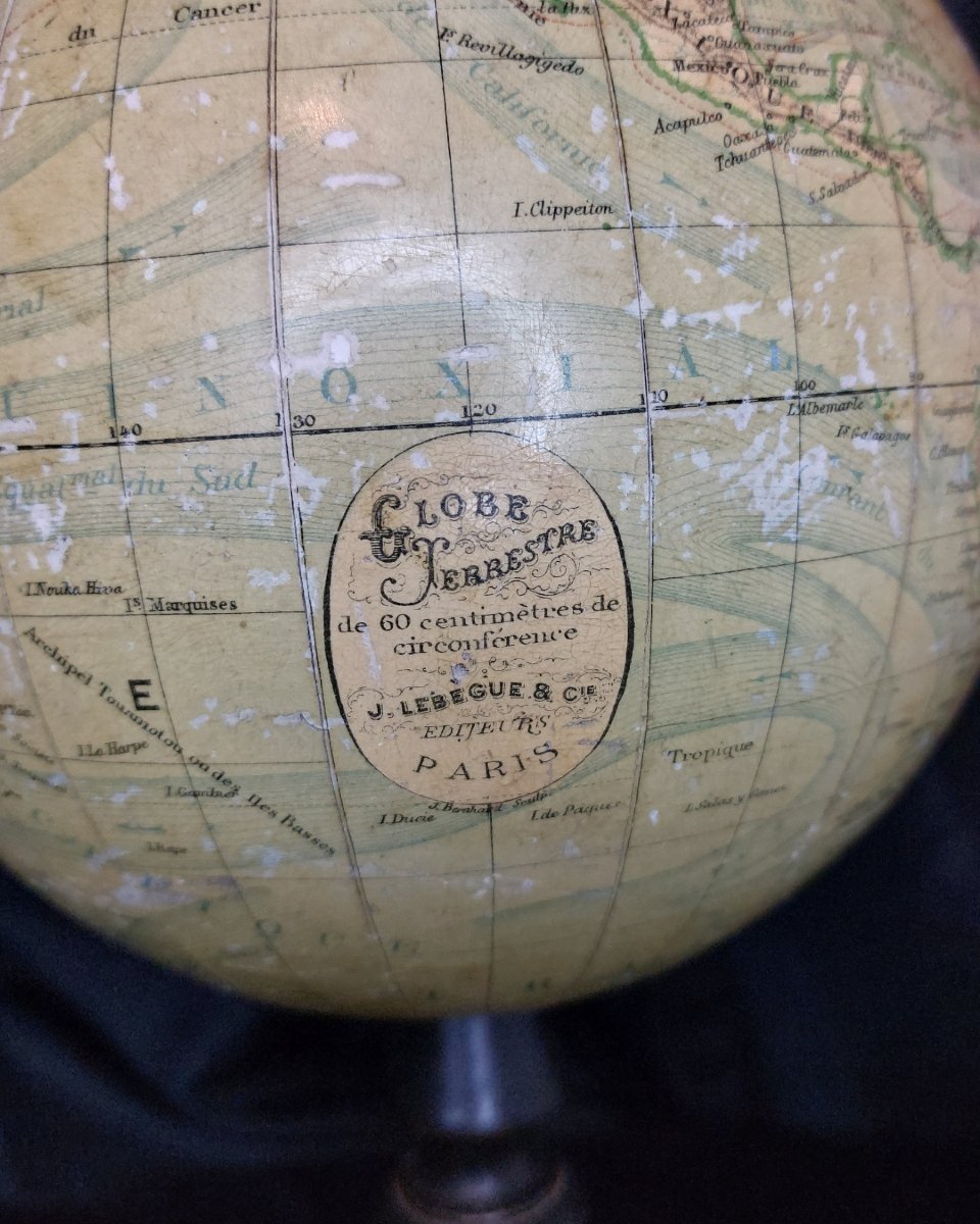 Antique Terrestrial Globe By J. Lebegue & Cie Paris - Late 19th Century-photo-3