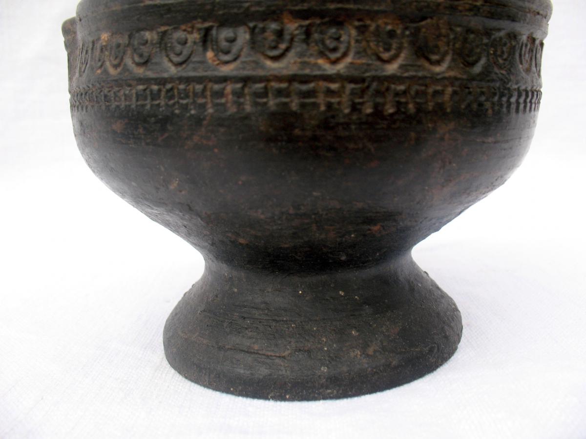 Verseuse antique en terre cuite noire. Objet de fouille. Afghanistan, premier millénaire-photo-2