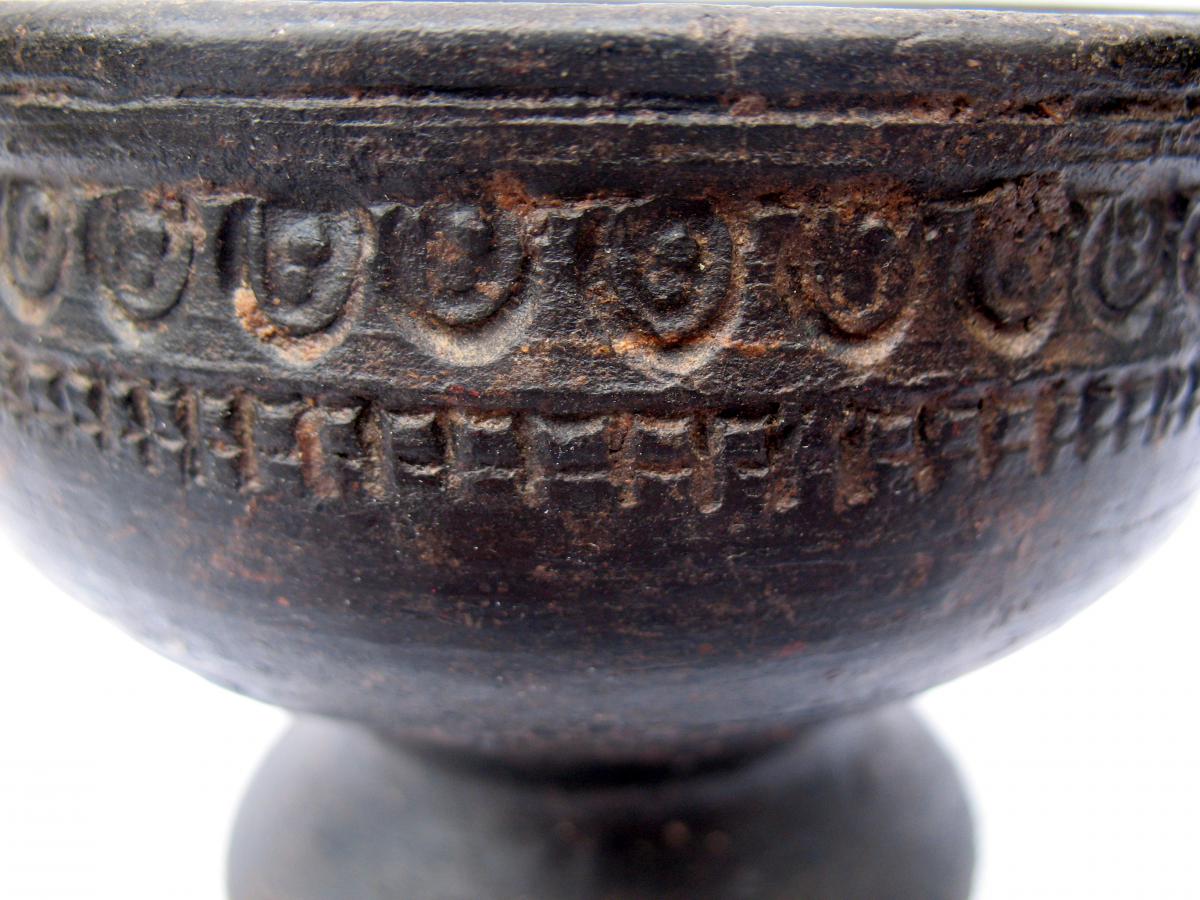 Verseuse antique en terre cuite noire. Objet de fouille. Afghanistan, premier millénaire-photo-4
