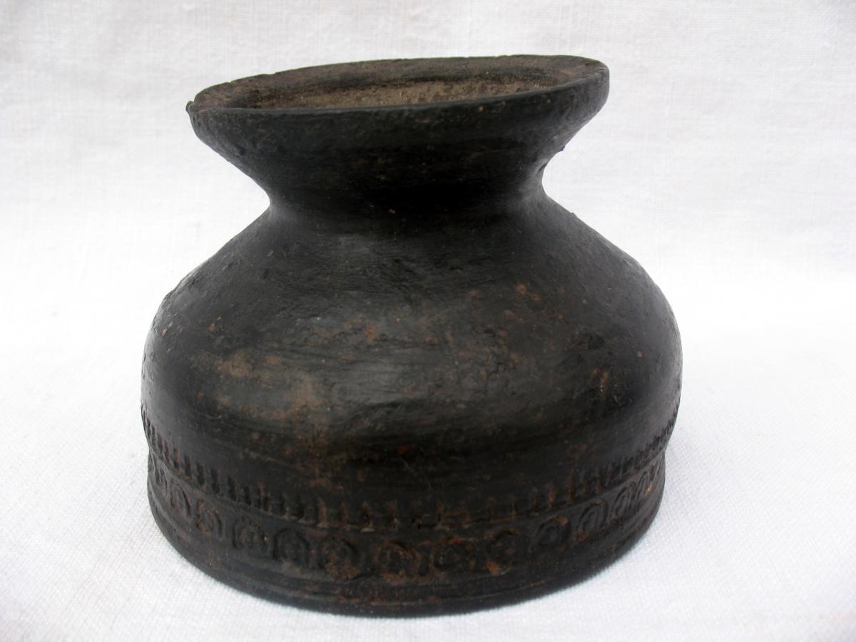 Verseuse antique en terre cuite noire. Objet de fouille. Afghanistan, premier millénaire-photo-4