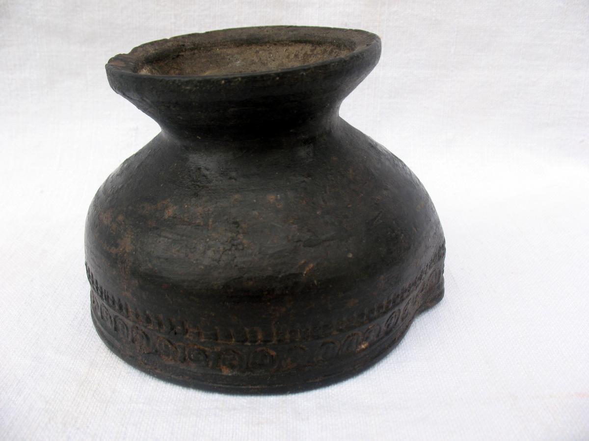Verseuse antique en terre cuite noire. Objet de fouille. Afghanistan, premier millénaire-photo-5