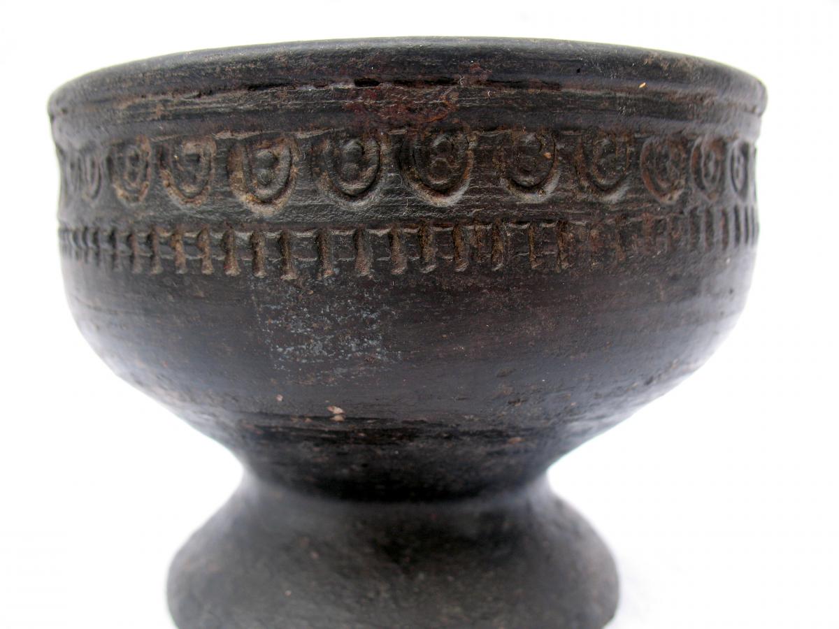 Verseuse antique en terre cuite noire. Objet de fouille. Afghanistan, premier millénaire-photo-8
