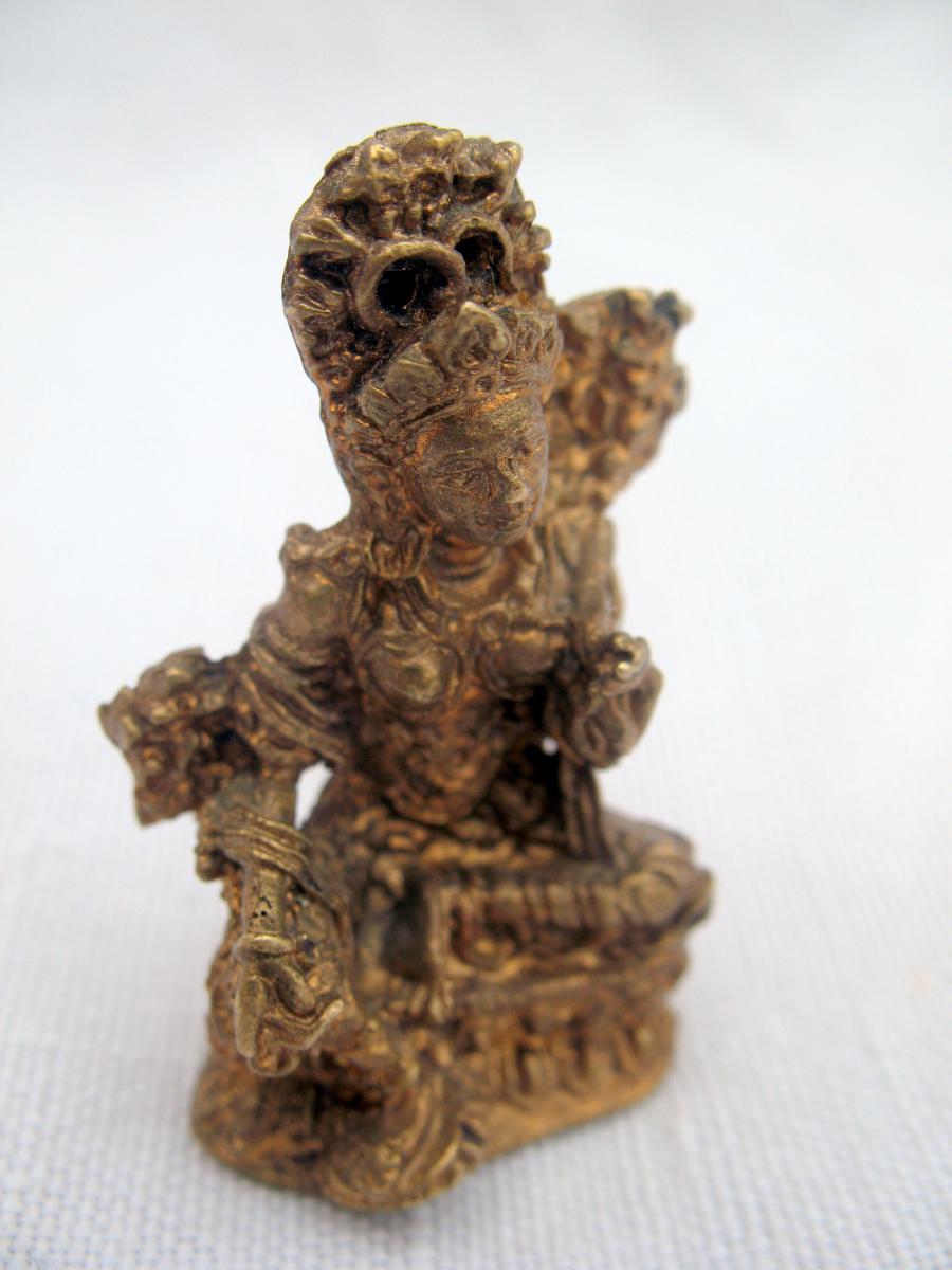 Poids à opium en bronze doré représentant la déesse Tara. Tibet ou Népal, XIXème-photo-6