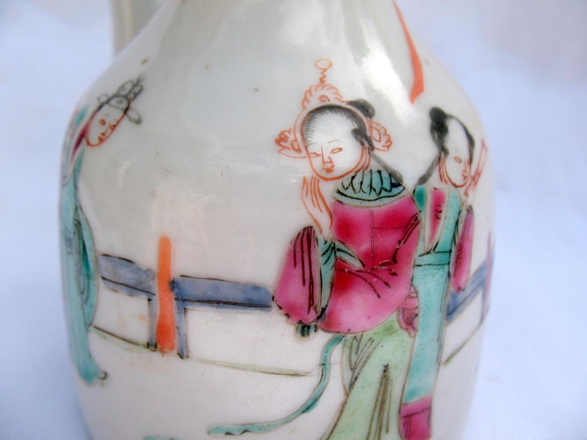 Verseuse en porcelaine de Chine. Décor polychrome. XVIIIème siècle-photo-3