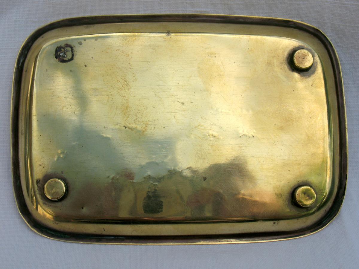 Opium Tray In Brass And Copper Worked. Characters In Relief. Japan, 19th Century-photo-2