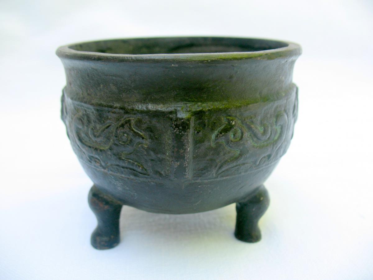 Vase rituel en bronze de style Shang ou Zhou, Chine XIXème-photo-3