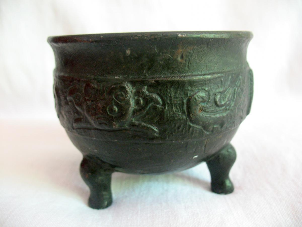 Vase rituel en bronze de style Shang ou Zhou, Chine XIXème-photo-4